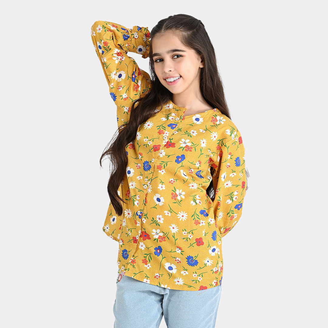 Girls Cotton Poplin Casual Top Cadmium-Multi