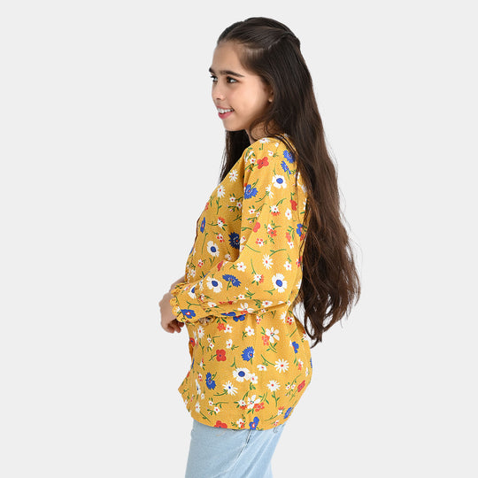 Girls Cotton Poplin Casual Top Cadmium-Multi