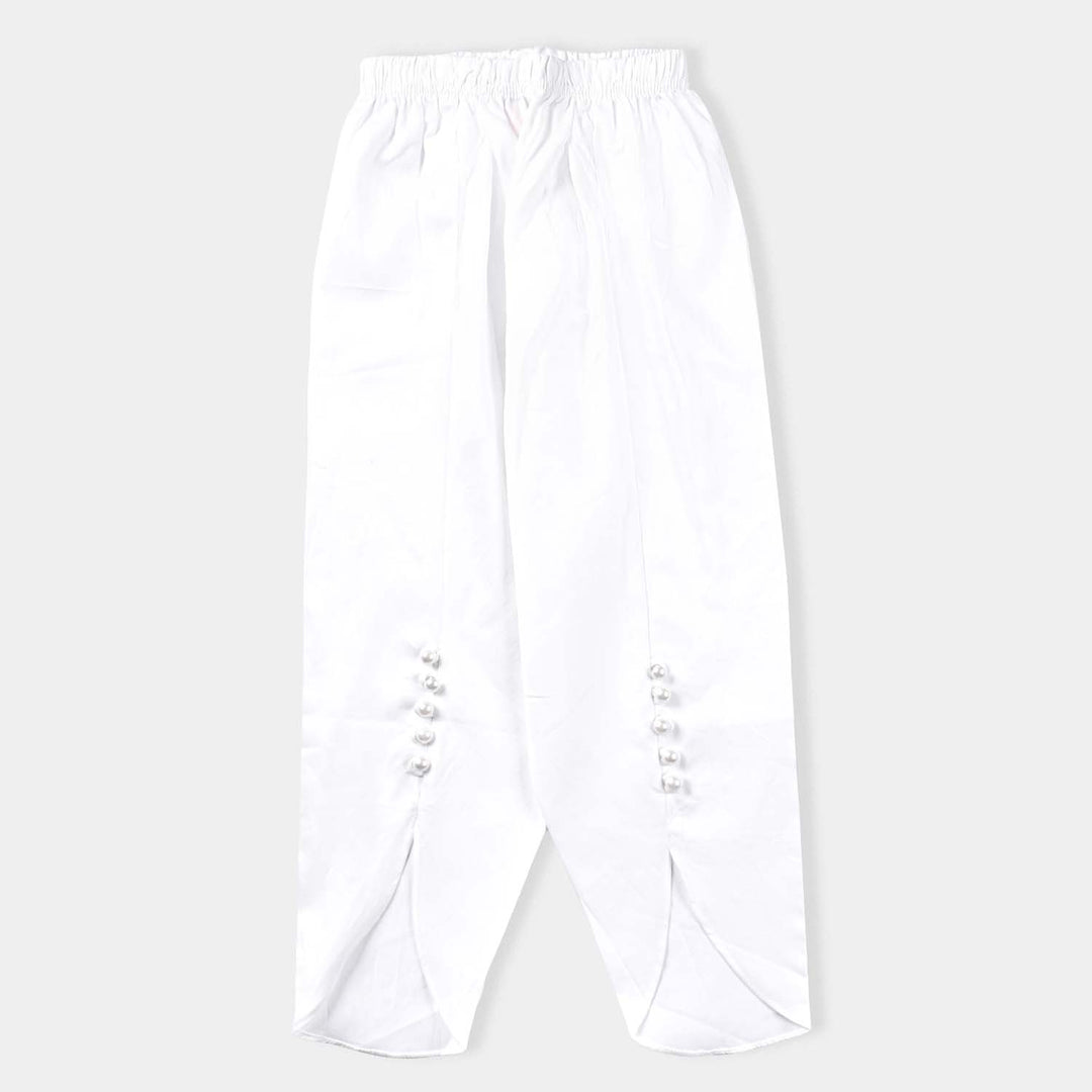 Girls Cotton Tulip Shalwar-White