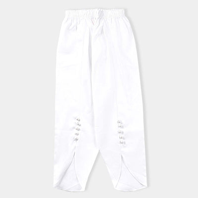 Girls Cotton Tulip Shalwar-White