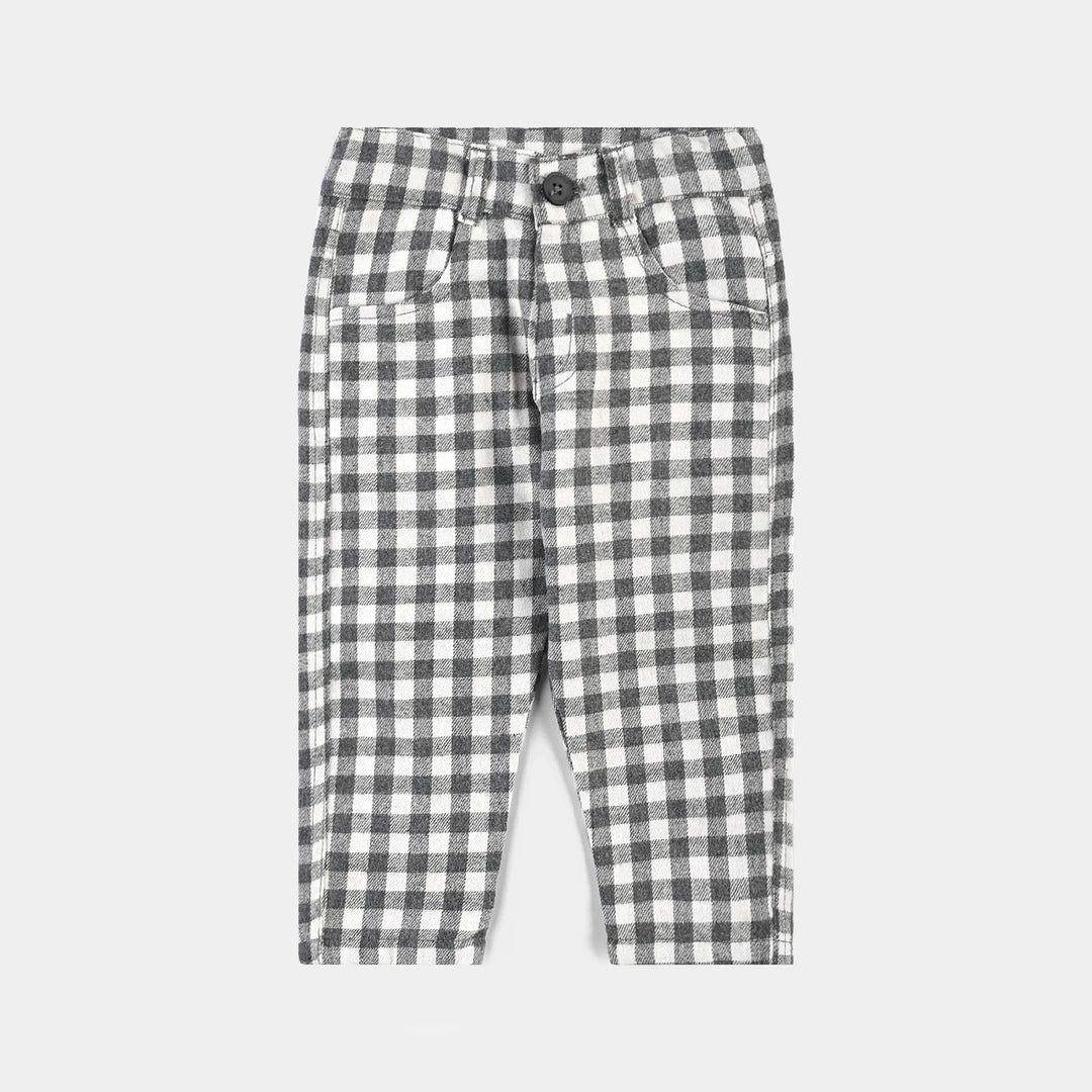 Infant Boys Flannel Woven Suit F/S Checks-Grey/White