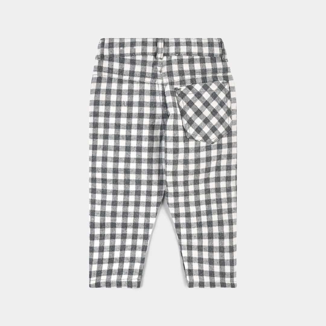 Infant Boys Flannel Woven Suit F/S Checks-Grey/White