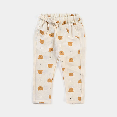 Infant Boys Yarn Dyed Woven Suit F/S Bear Print-Off White