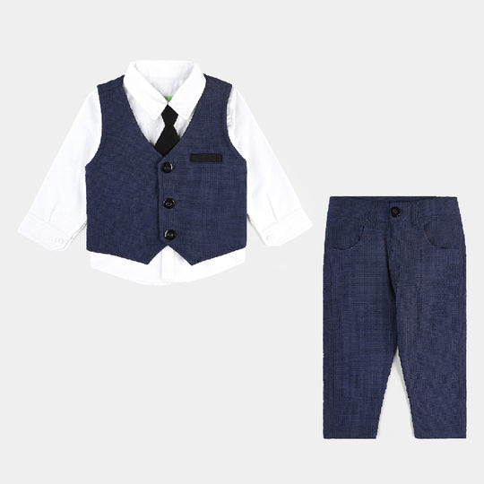 Infant Boys Yarn Dyed Woven Suit F/S-NAVY/BLUE