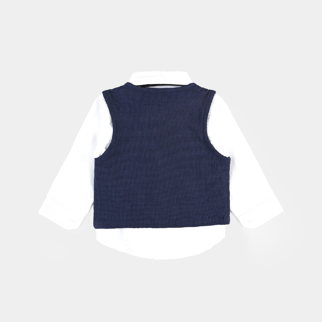 Infant Boys Yarn Dyed Woven Suit F/S-NAVY/BLUE