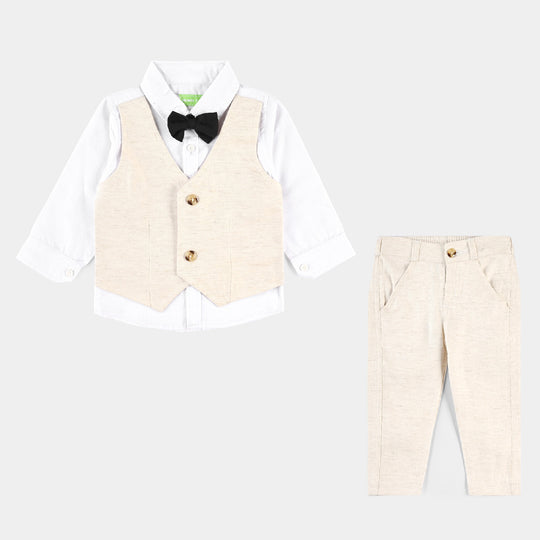 Infant Boys Cotton Twill Woven Suit F/S- Beige