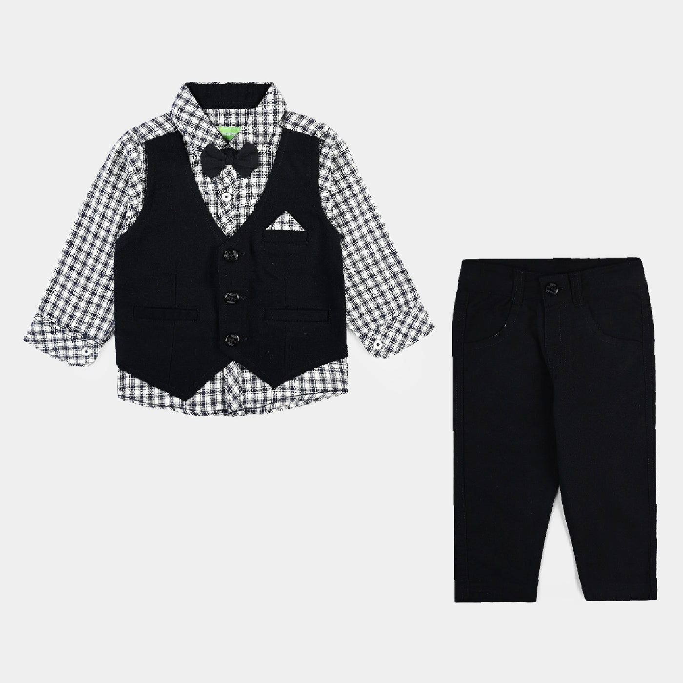 Infant Boys Flannel Woven Suit F/S-Black/White