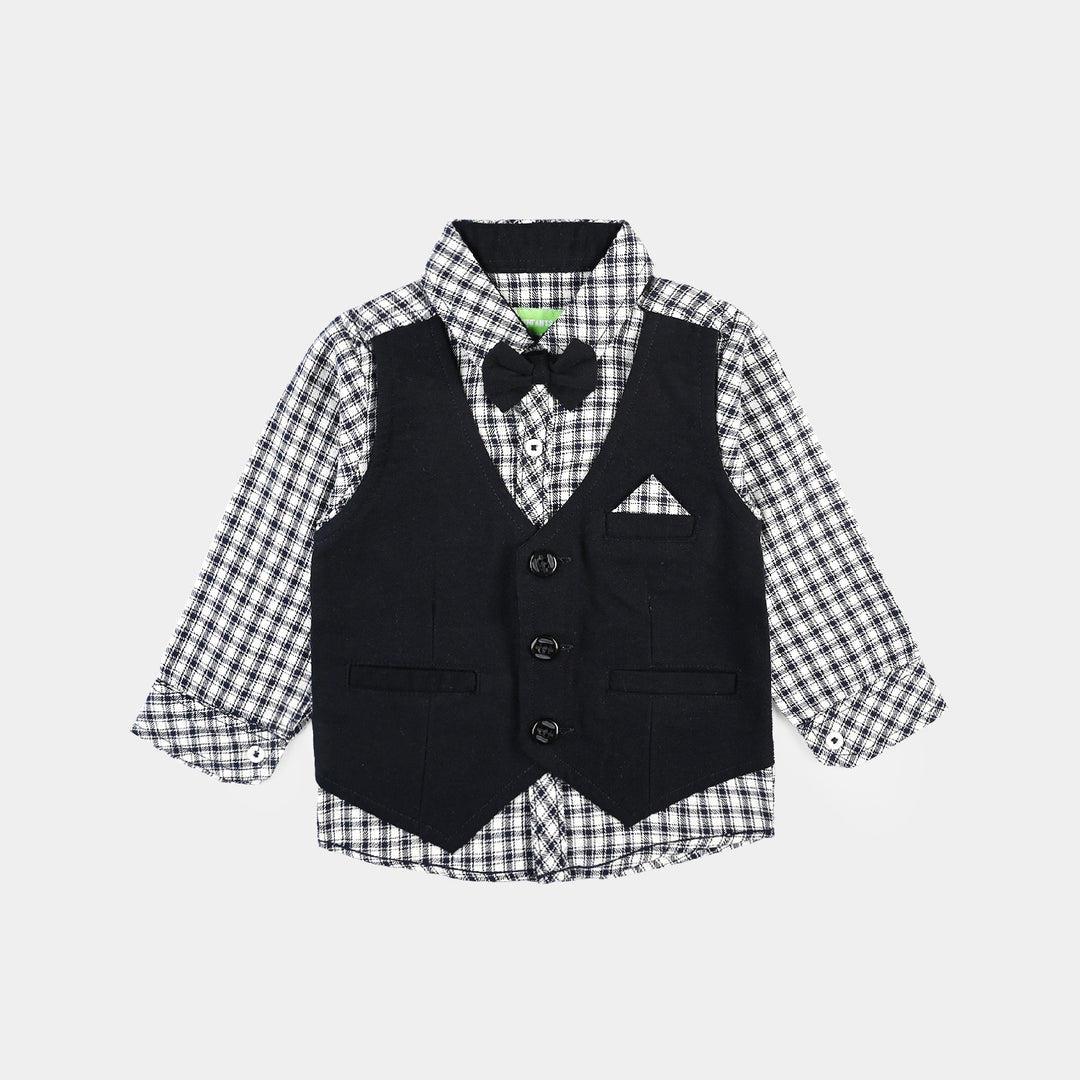 Infant Boys Flannel Woven Suit F/S-Black/White