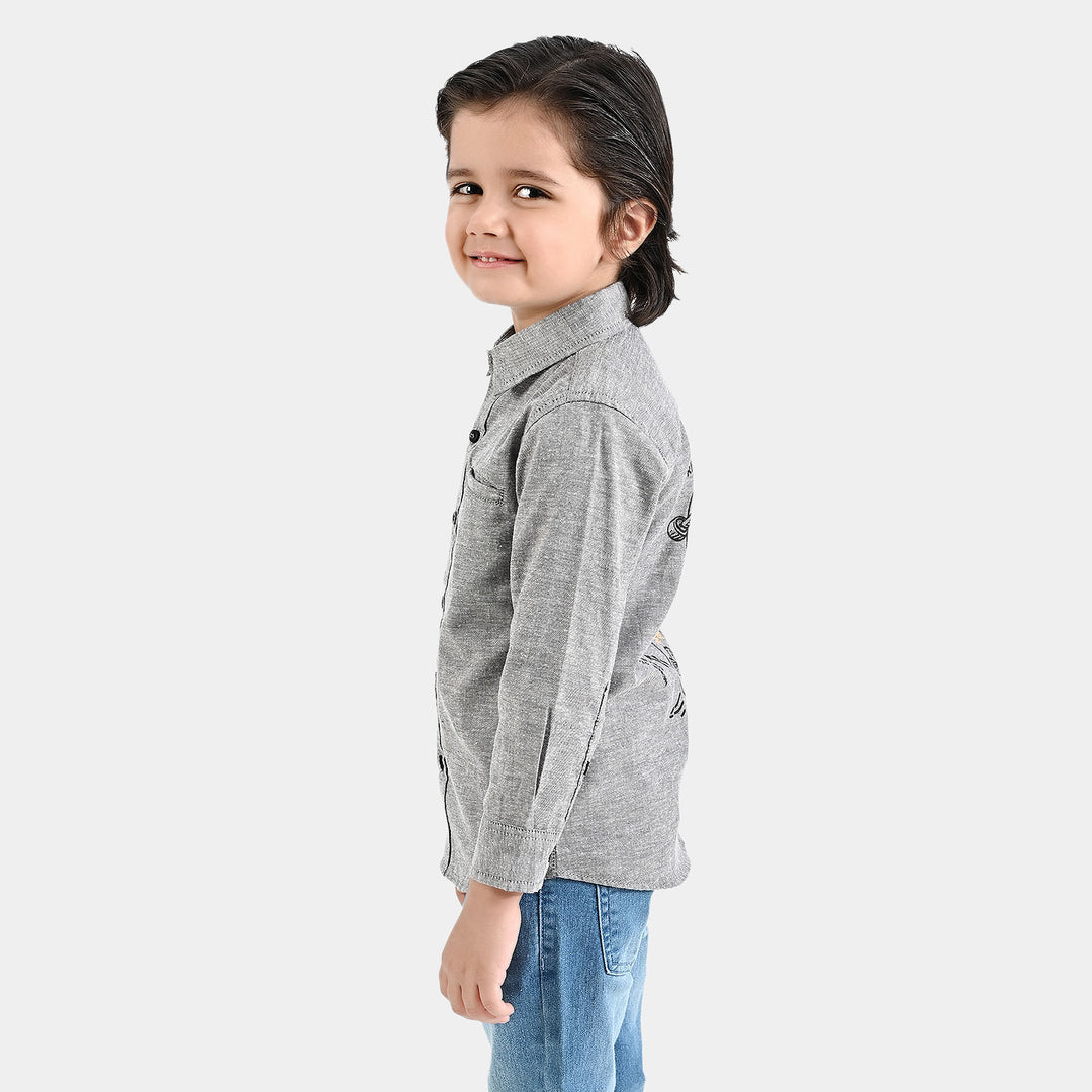 Boys Oxford Casual Shirt F/S (No More Rule)-GREY