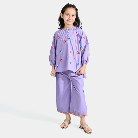 Girls Cotton Poplin Co-Ord Set High Tide - Lilac