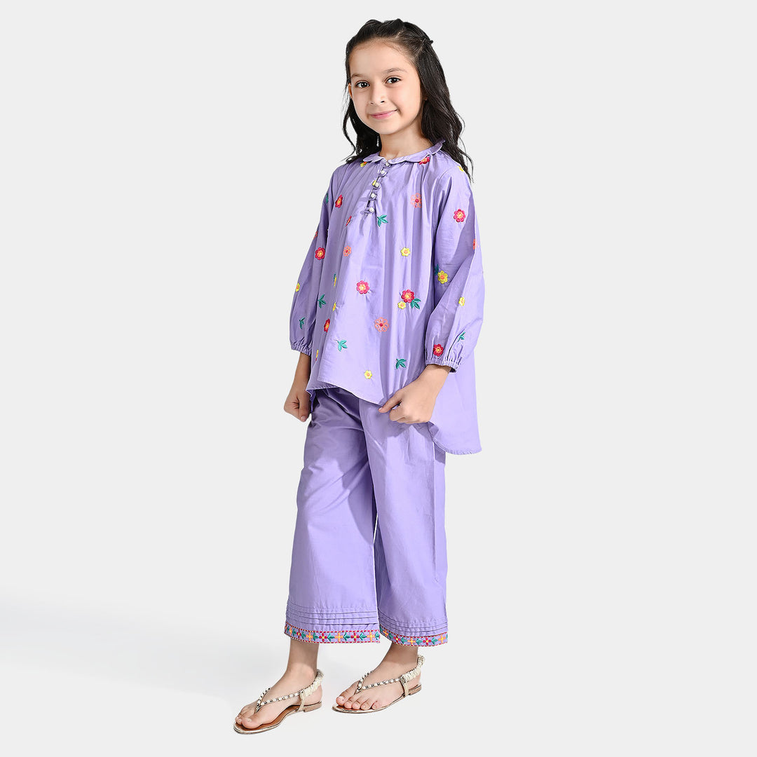 Girls Cotton Poplin Co-Ord Set High Tide - Lilac