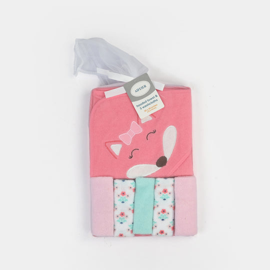 Hooded Bath Towel & 5 Washcloths