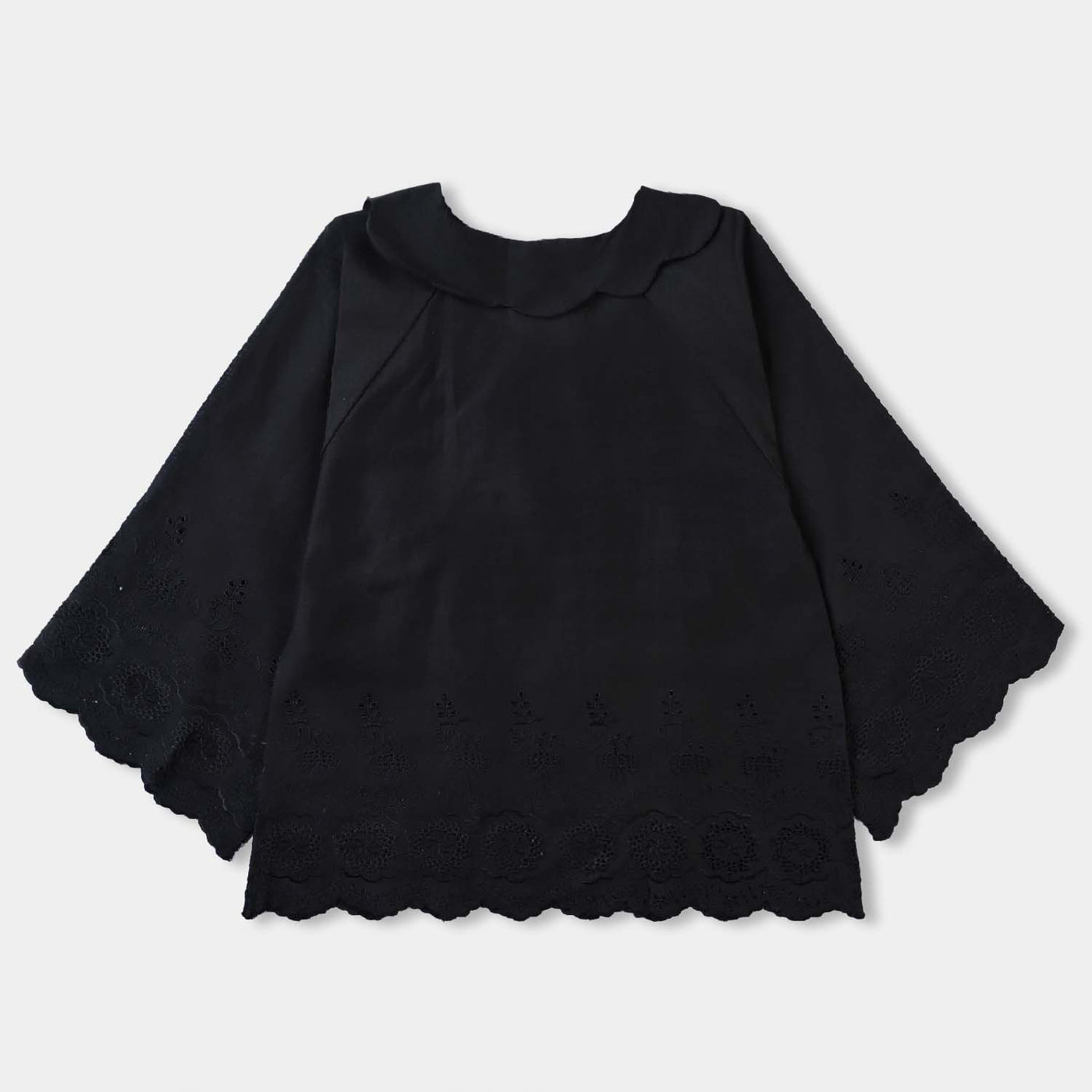 Girls Chicken Kari Emb Crop Top-BLACK