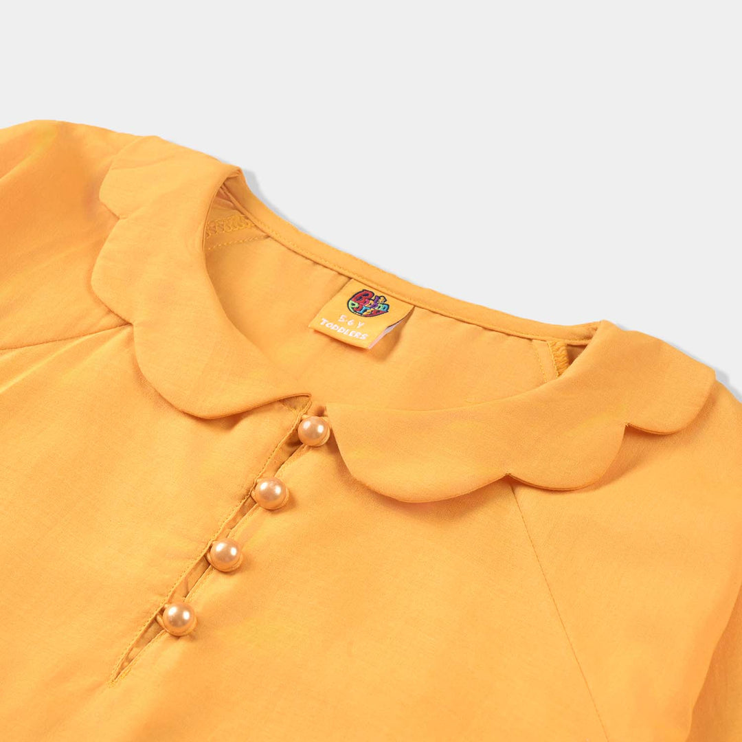 Girls Chicken Kari Emb Crop Top-Citrus