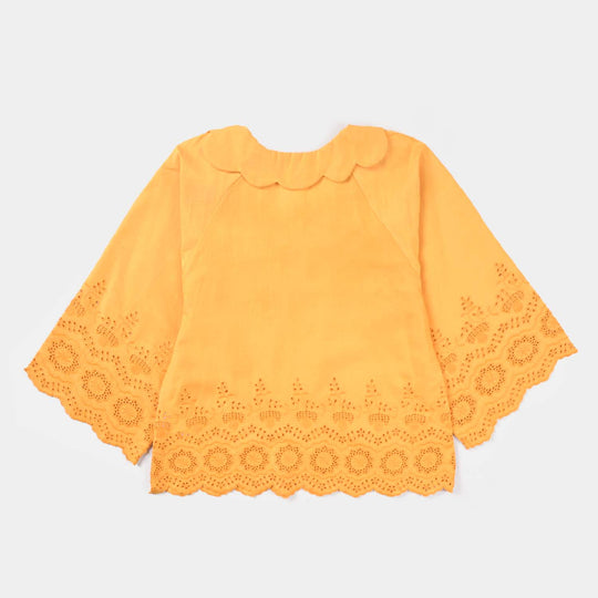 Girls Chicken Kari Emb Crop Top-Citrus