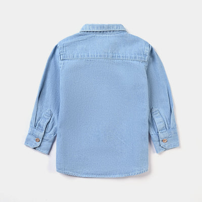 Infant Boys Denim rigid Shirt Colored Pocket-Ice Blue