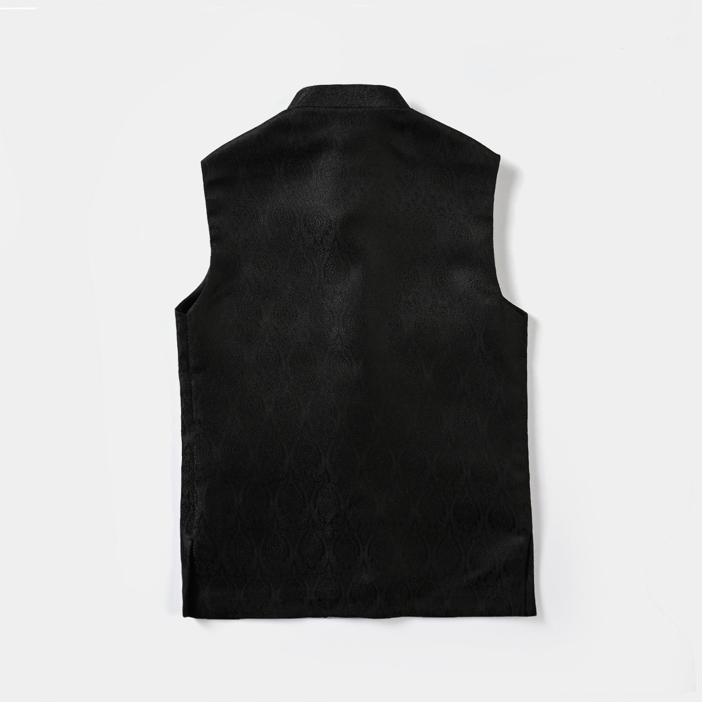 Boys Poly Viscose Waistcoat (Jamawar)-BLACK