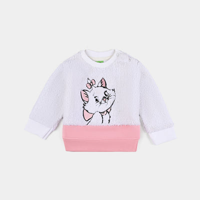 Infant Girls Cotton Terry Knitted Suit Cat-White