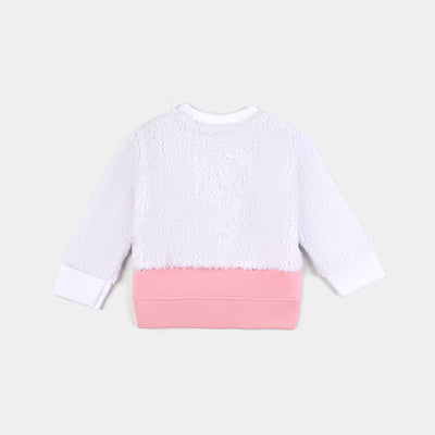 Infant Girls Cotton Terry Knitted Suit Cat-White