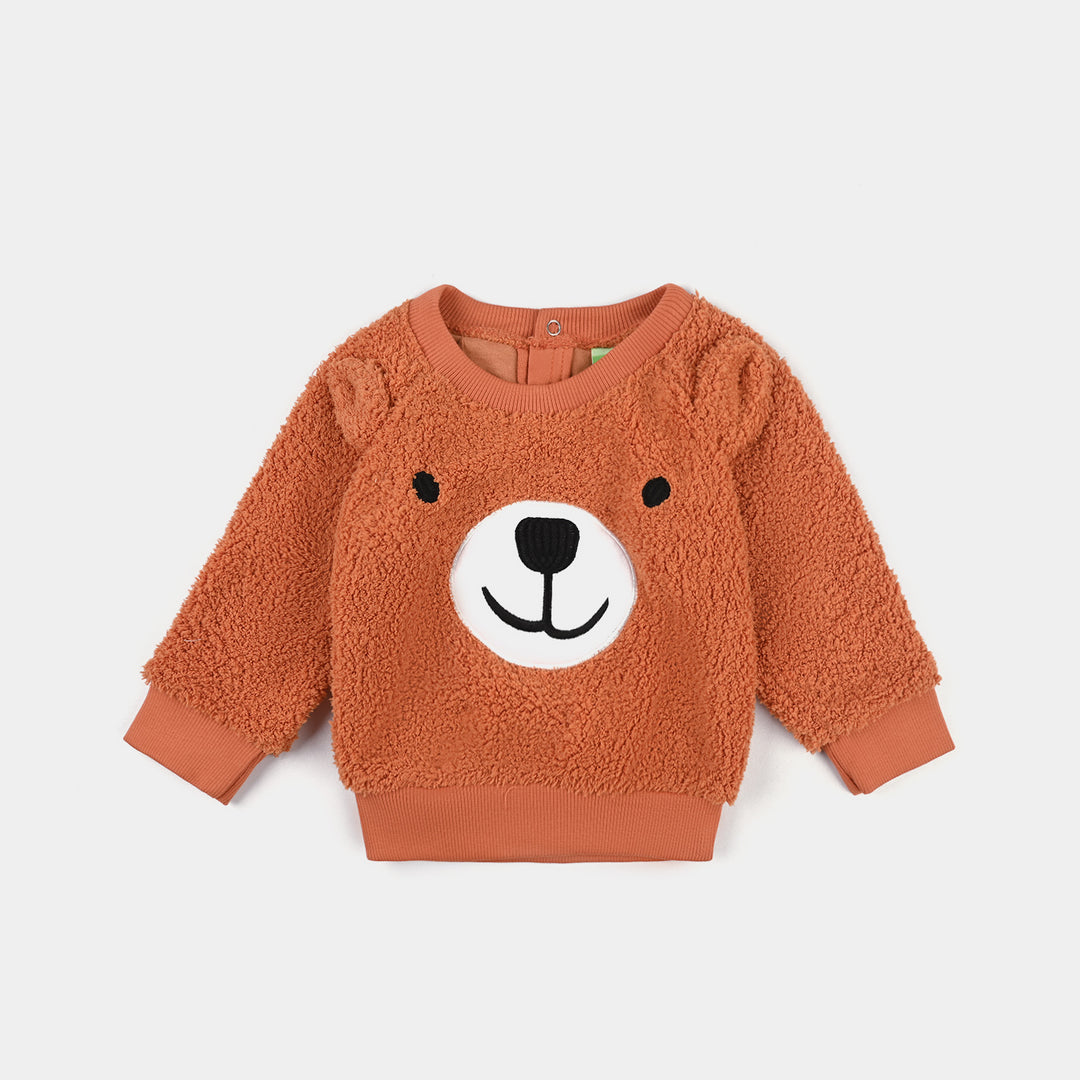 Infant Boys Sherpa Knitted Suit (Bear) - Apricot/Orange