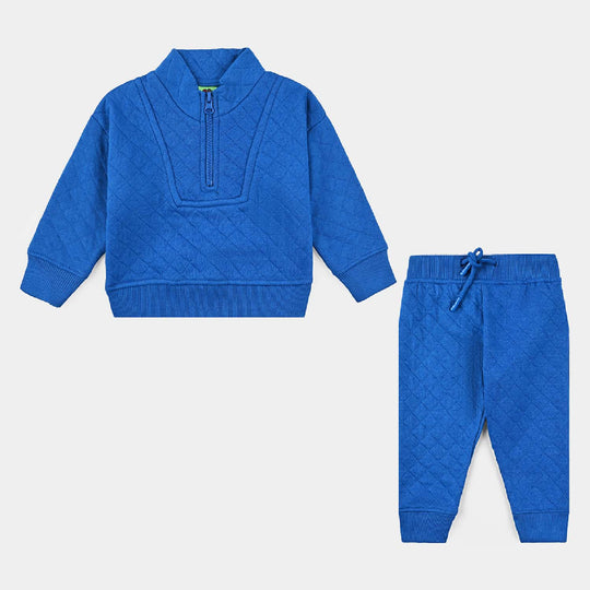 Infant Boys Quilted Suit Blue Velour-Imp.Blue