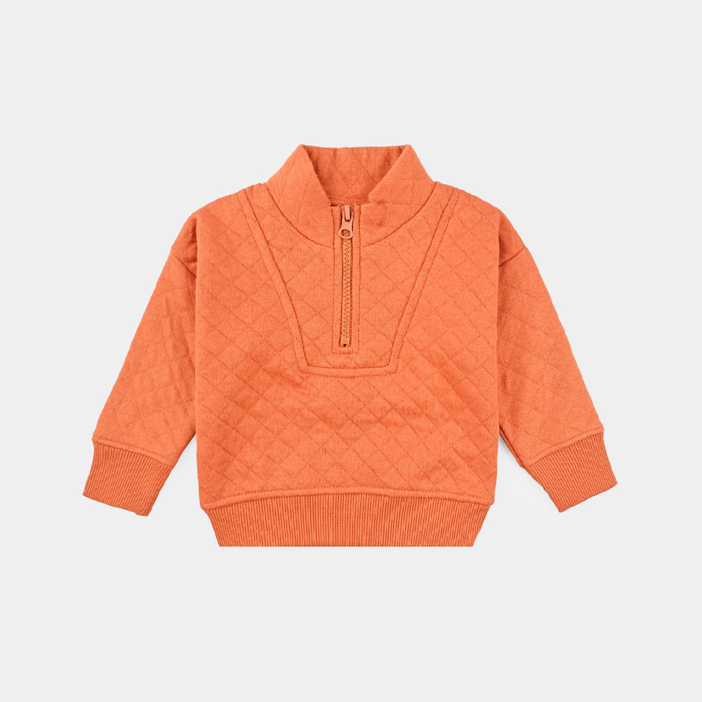 Infant Boys Quilted Suit Apricot Velour-Orange