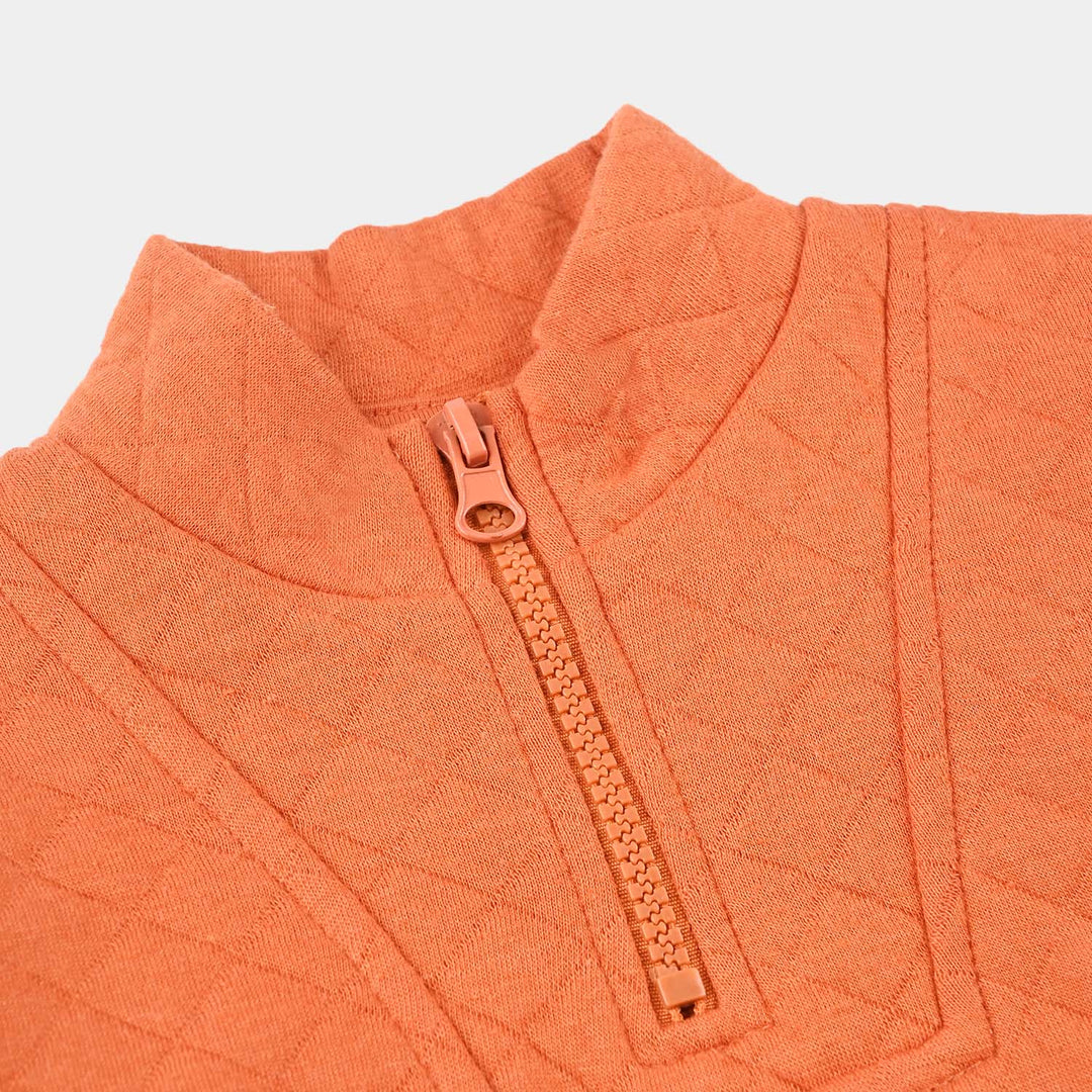 Infant Boys Quilted Suit Apricot Velour-Orange