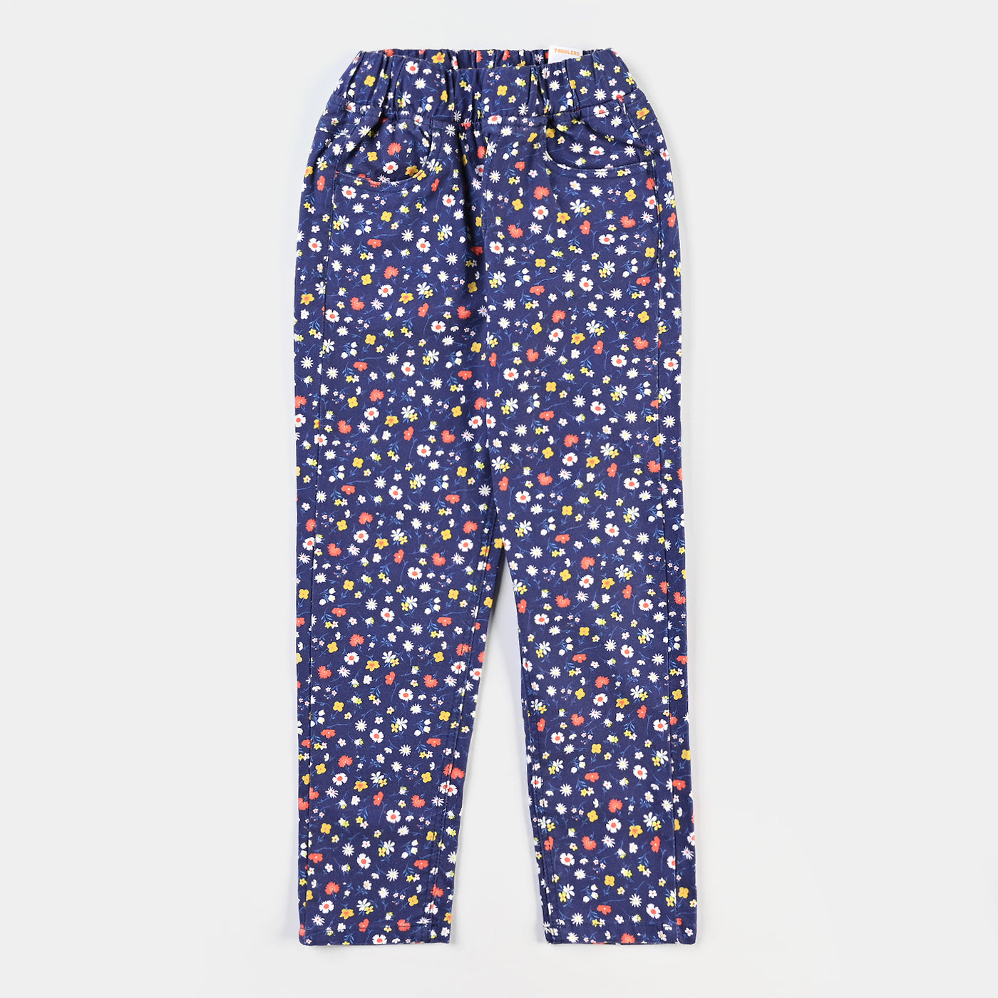 Girls Cotton Twill Jeggings Blue Floral