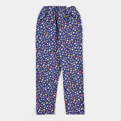 Girls Cotton Twill Jeggings Blue Floral