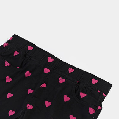 Girls Cotton Twill Cotton Jeggings - Pink Hearts