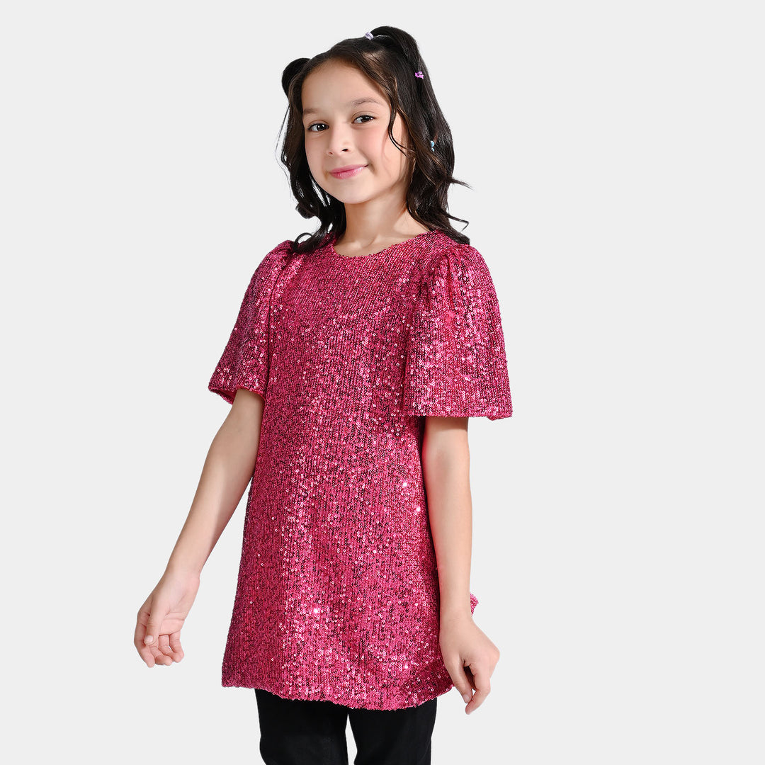 Girls Sequence Dress Shining Beauty-Pink