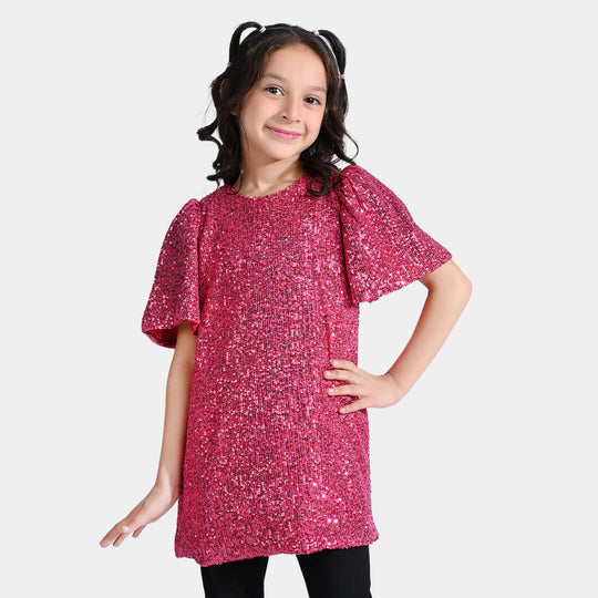 Girls Sequence Dress Shining Beauty-Pink