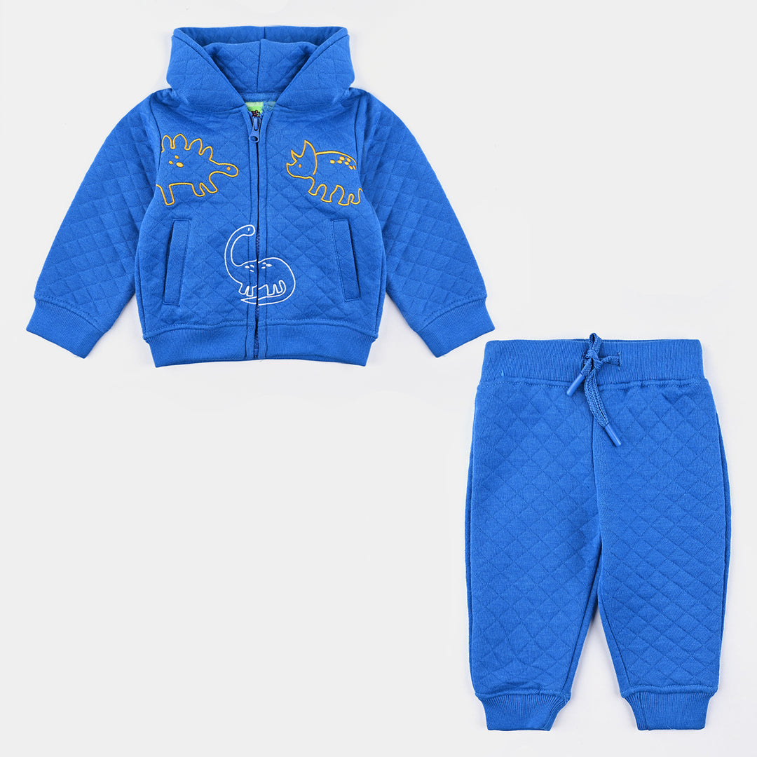 Infant Boys Quilted Knitted Suit (Dino) - Blue