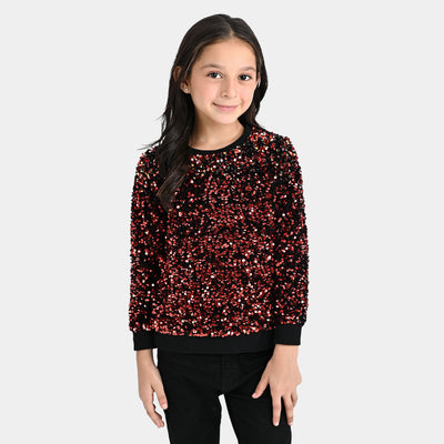 Girls Sequence Sweatshirt -Red