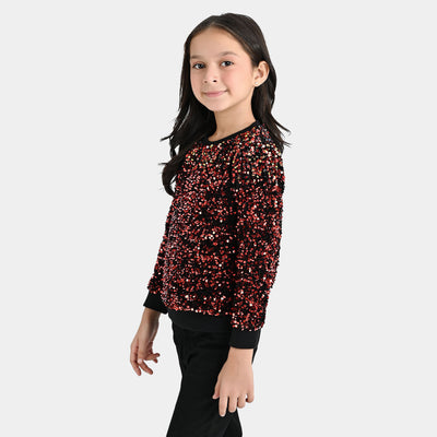 Girls Sequence Sweatshirt -Red