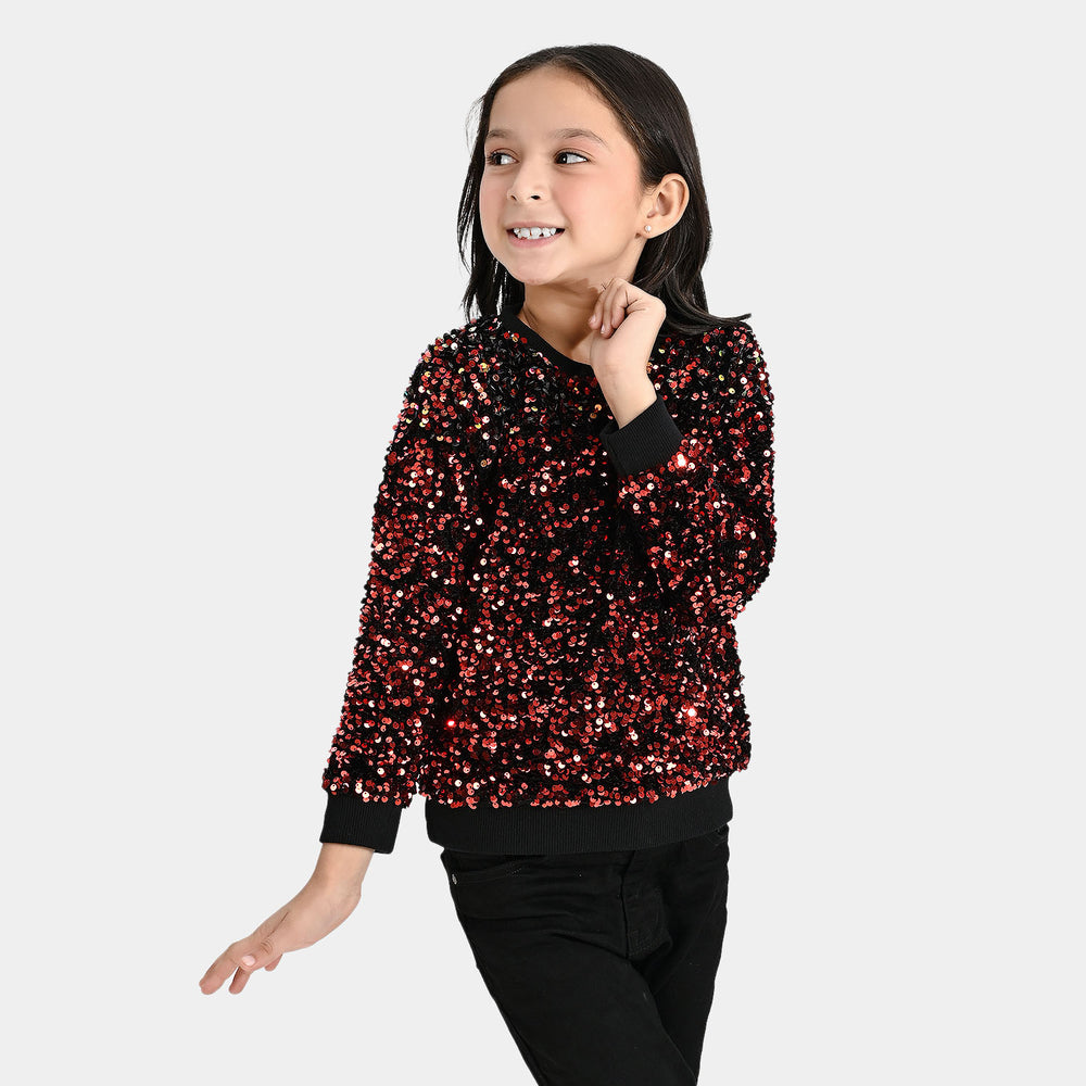 Girls Sequence Sweatshirt -Red