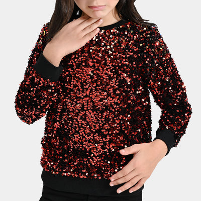 Girls Sequence Sweatshirt -Red