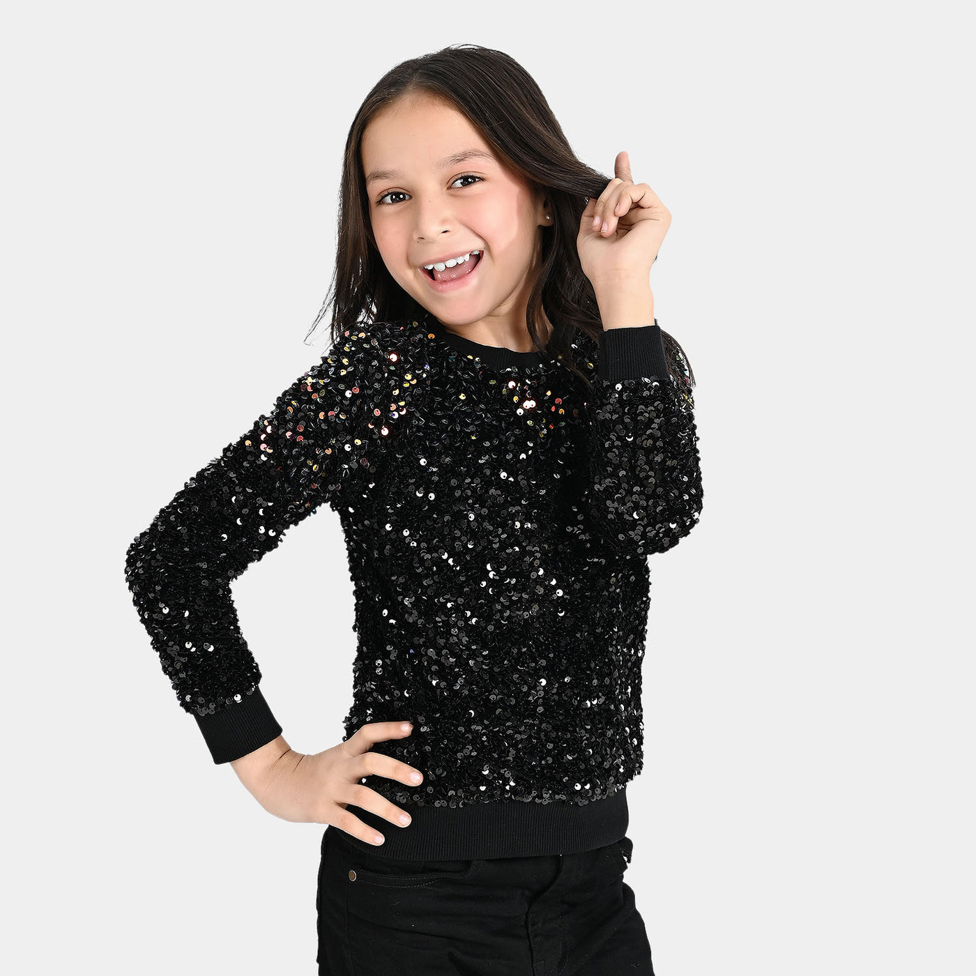 Girls Sequence Sweatshirt - Black Multi