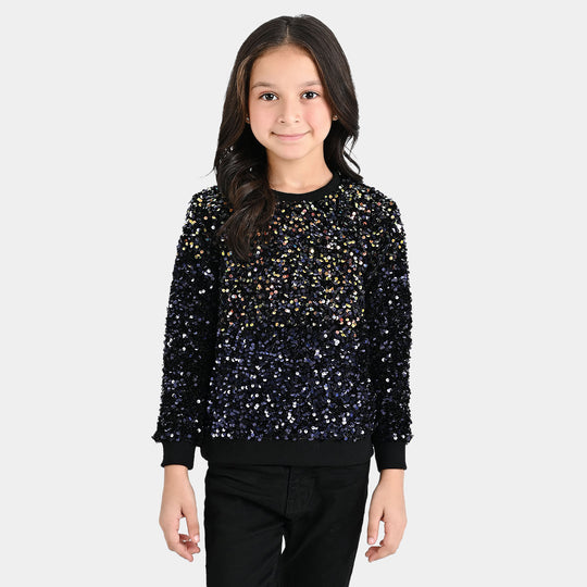 Girls Sequence Sweatshirt -Navy Multi