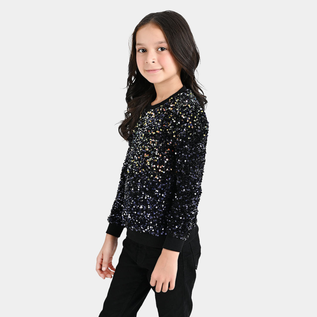 Girls Sequence Sweatshirt -Navy Multi