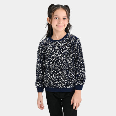 Girls Sequence Sweatshirt -NAVY