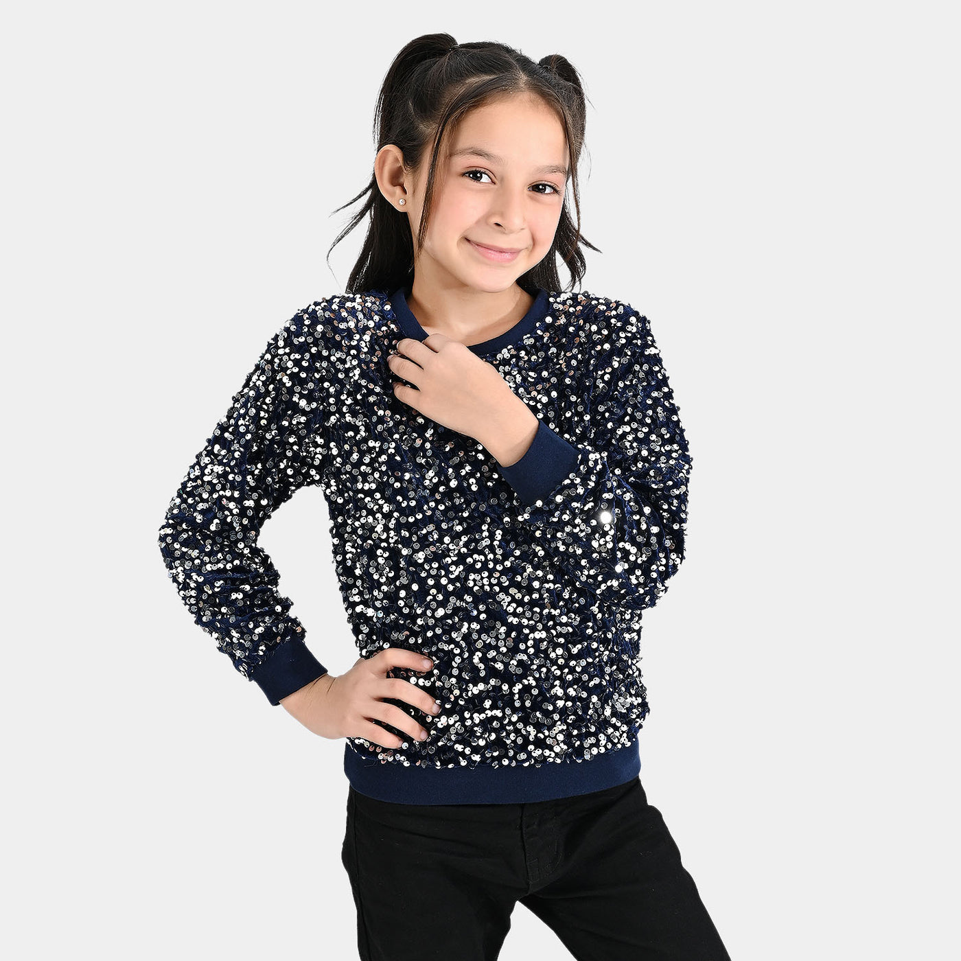 Girls Sequence Sweatshirt -NAVY