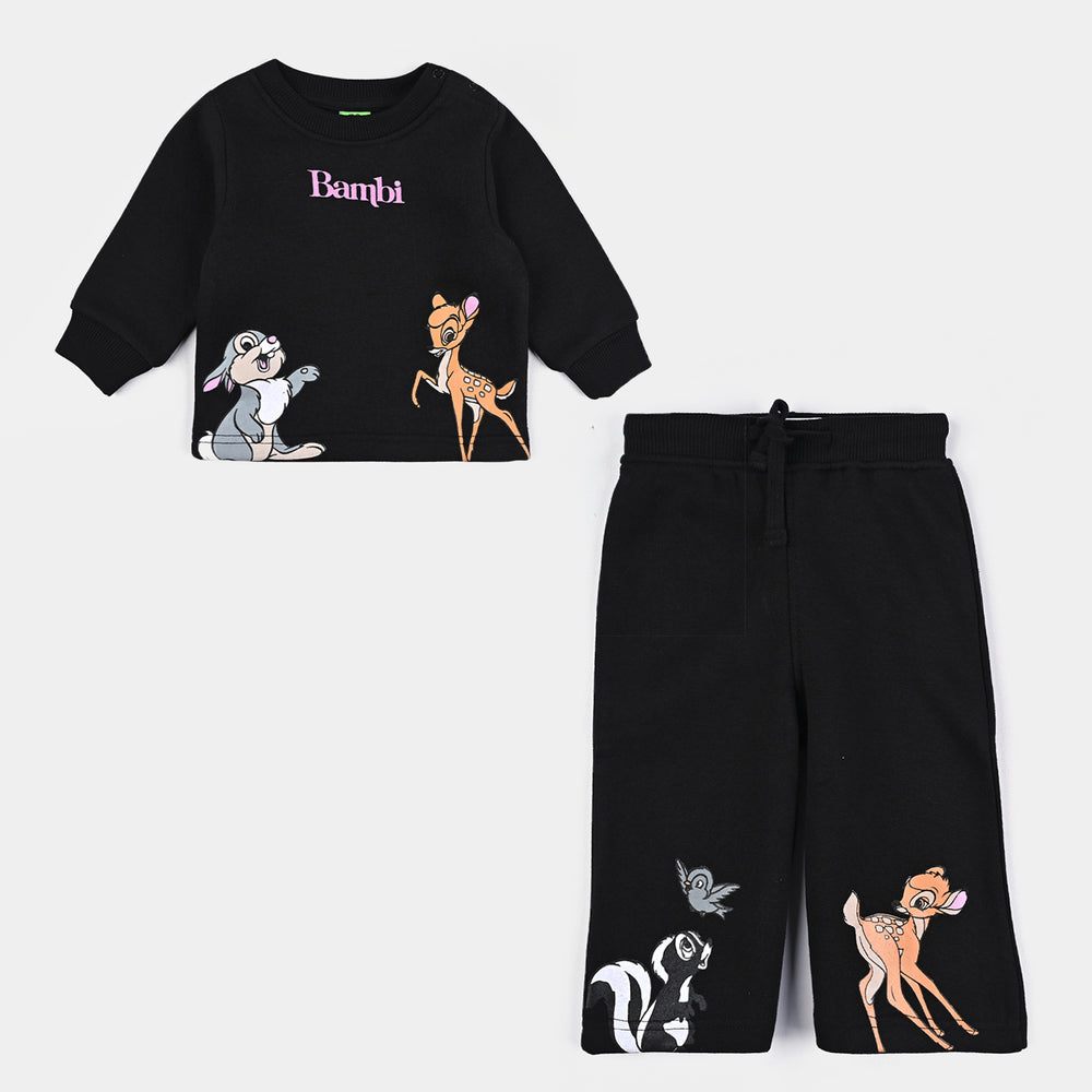 Infant Girls Fleece Knitted Suit Bambi-Jet Black