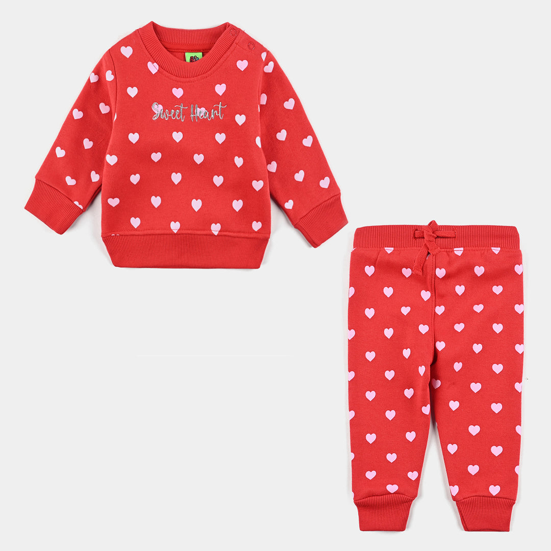 Infant Girls Fleece Knitted Suit Heart-H.R.Red