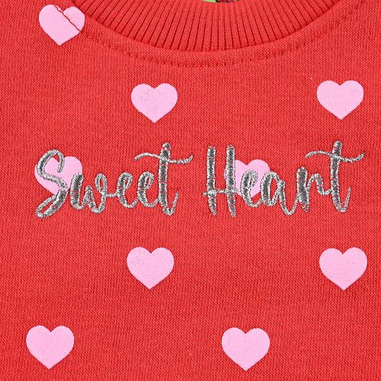 Infant Girls Fleece Knitted Suit Heart-H.R.Red