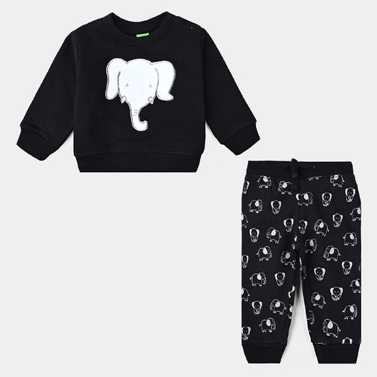 Infant Boys Fleece Knitted Suit Elephant-Jet.Black