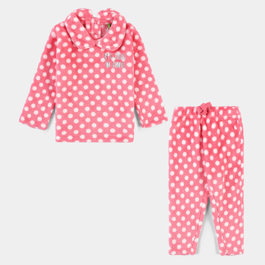 Infant Girls Sherpa Knitted Suit Polka Dots-LT.Pink