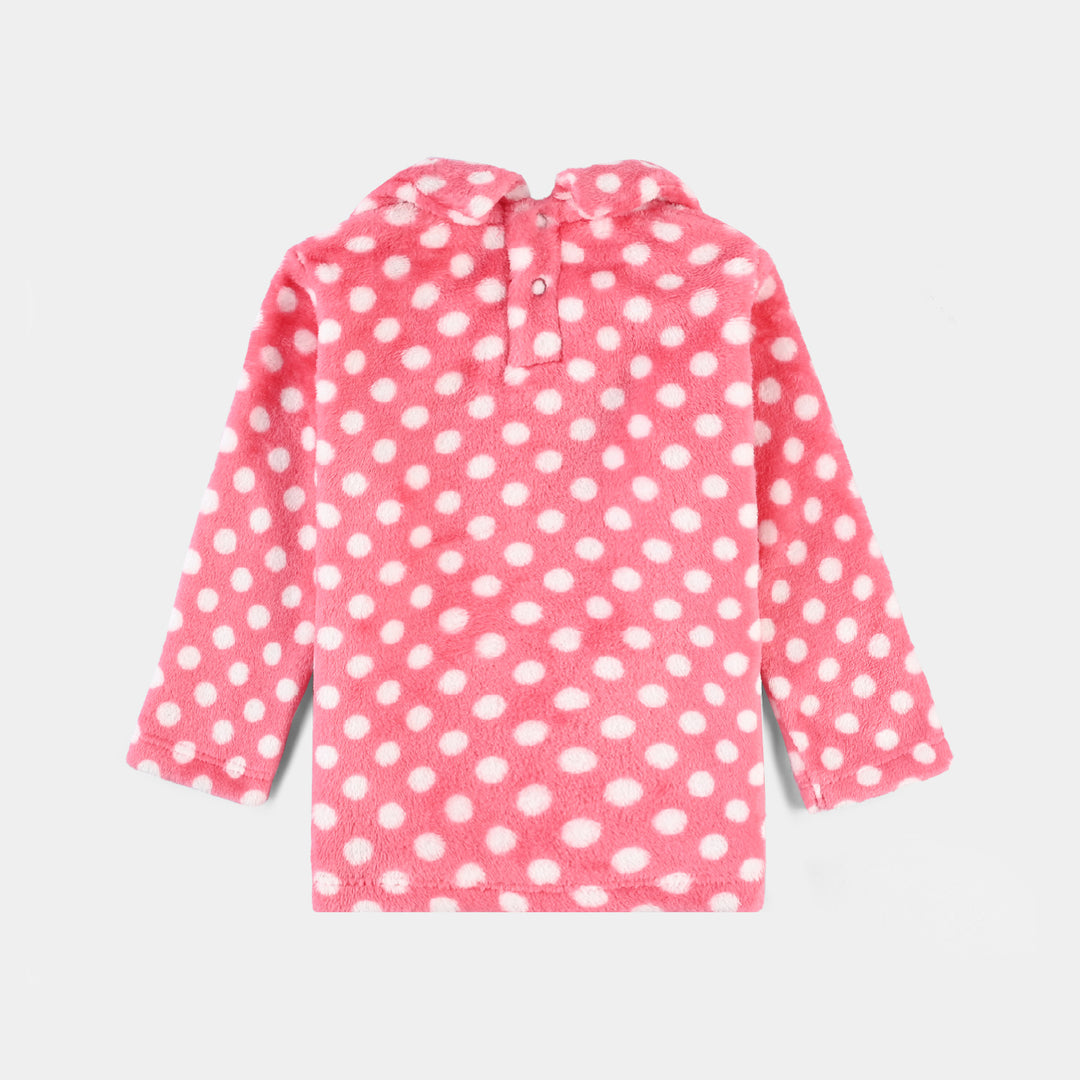 Infant Girls Sherpa Knitted Suit Polka Dots-LT.Pink