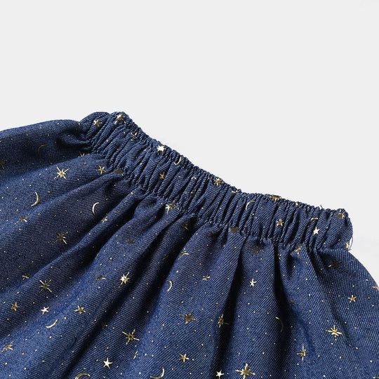 Infant Girls Denim Short Skirt Moon Stars-Blue