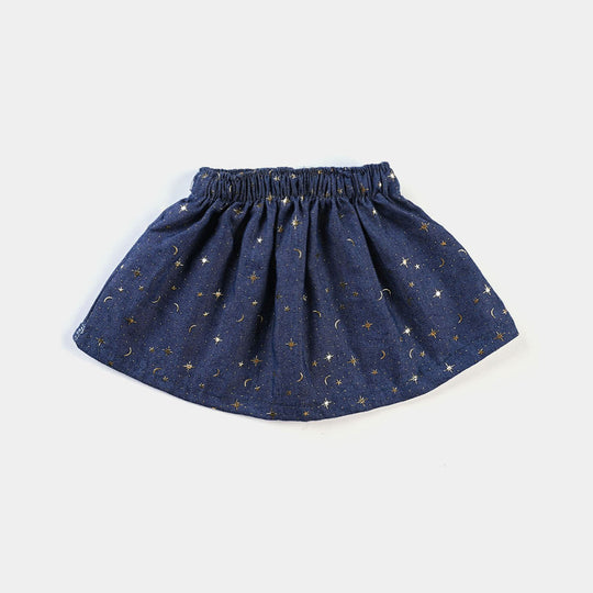 Infant Girls Denim Short Skirt Moon Stars-Blue